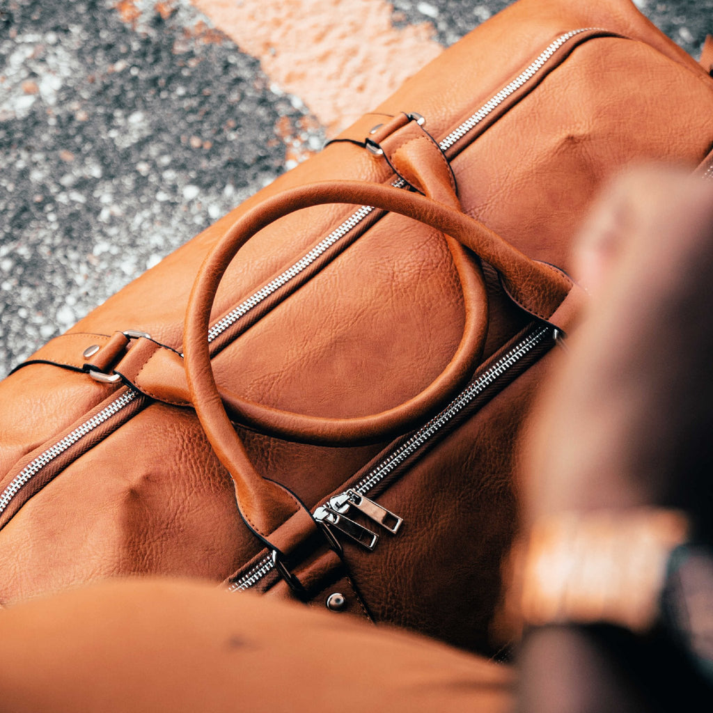 Brown Tumbled Leather Duffle Bag - Che Cose Belle