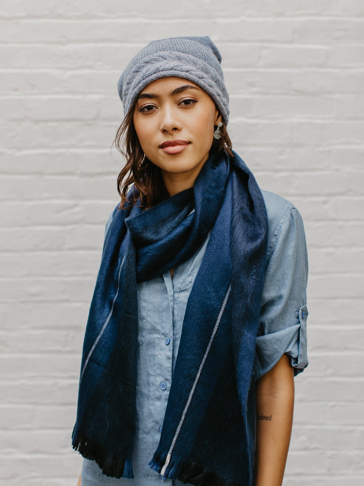 Brushed Alpaca Striped Scarf - Che Cose Belle