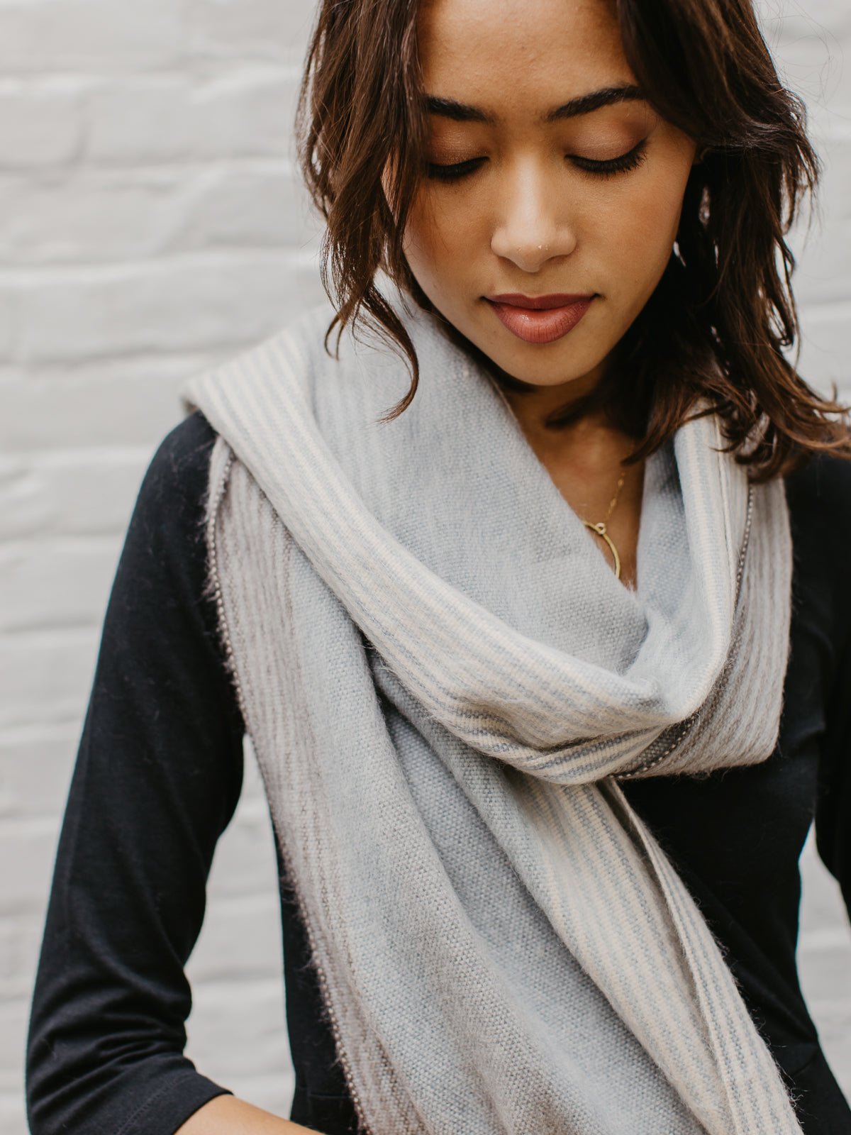 Brushed Alpaca Striped Scarf - Che Cose Belle