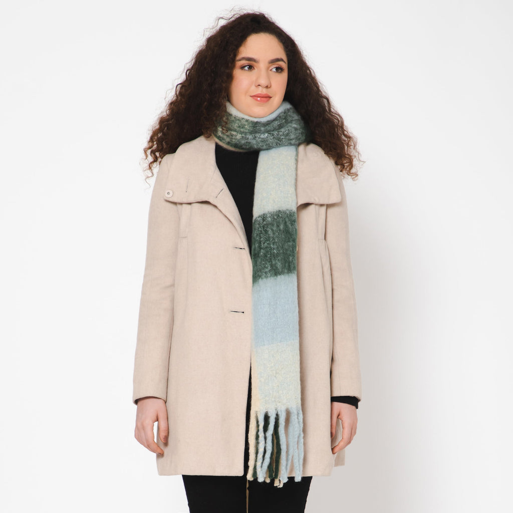 Brushed Checkered Print Scarf - Beige Olive - Che Cose Belle