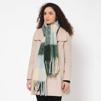 Brushed Checkered Print Scarf - Beige Olive - Che Cose Belle