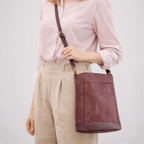 Bucket Bag in Snake Skin Embossed Leather, Mulberry, RTS - Che Cose Belle