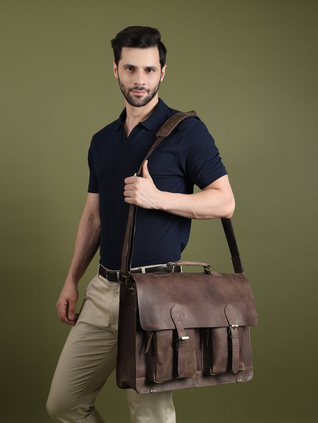 Buffalo Leather Messenger Bag - Che Cose Belle