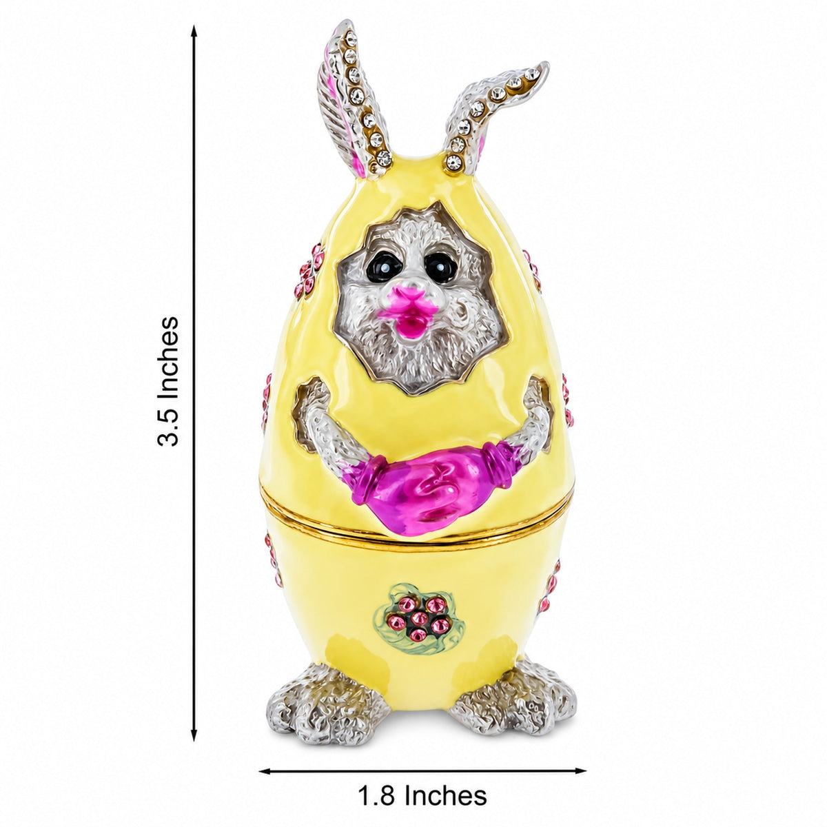 Bunny in the Easter Egg Metal Trinket Box Figurine - Che Cose Belle