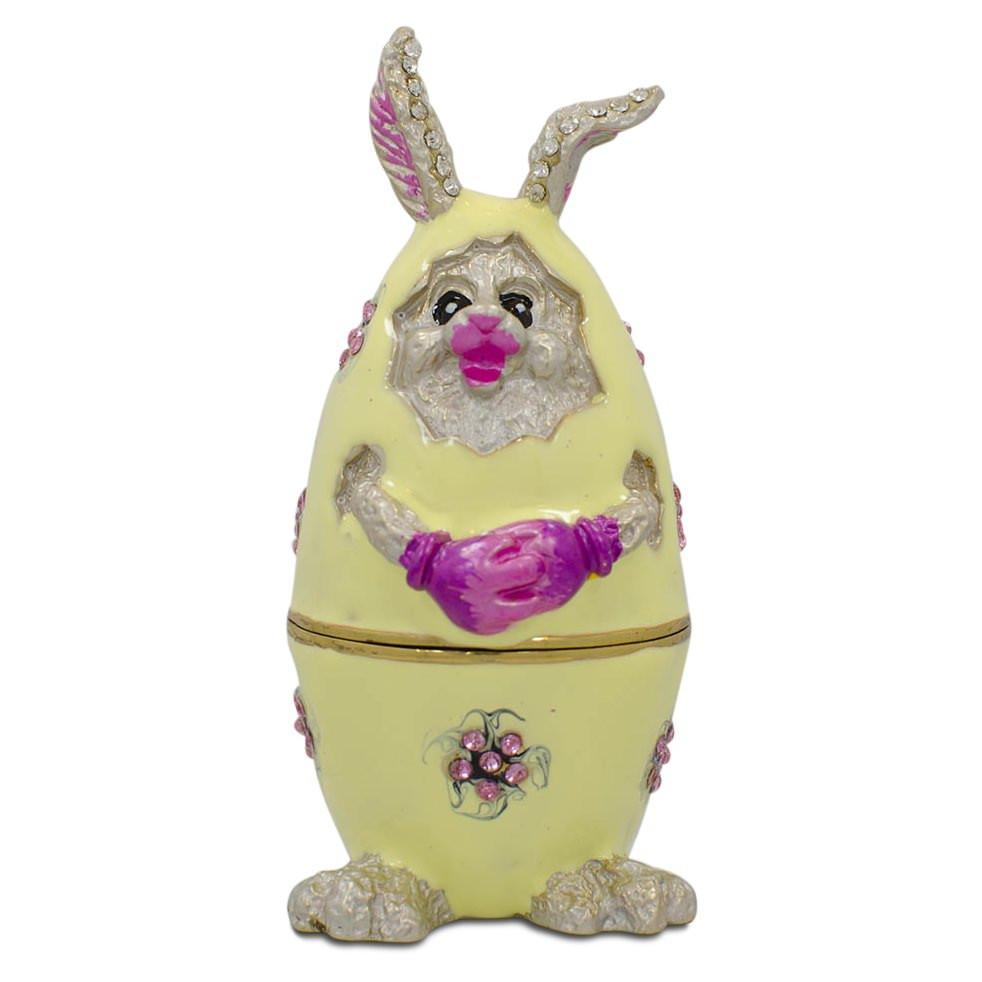 Bunny in the Easter Egg Metal Trinket Box Figurine - Che Cose Belle