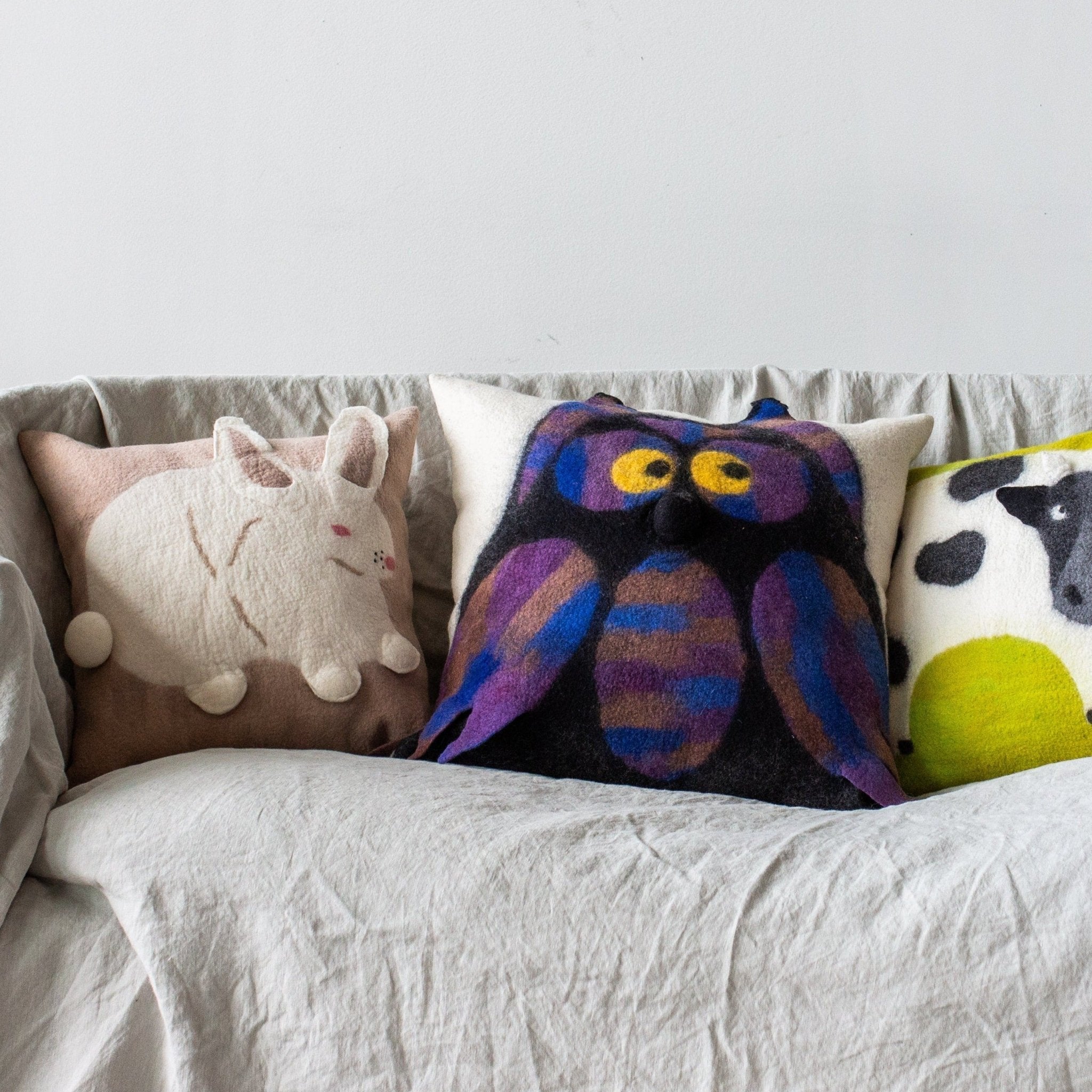 Bunny Rabbit Blush Wool Throw Pillow - Che Cose Belle