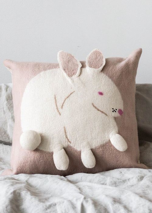 Bunny Rabbit Blush Wool Throw Pillow - Che Cose Belle