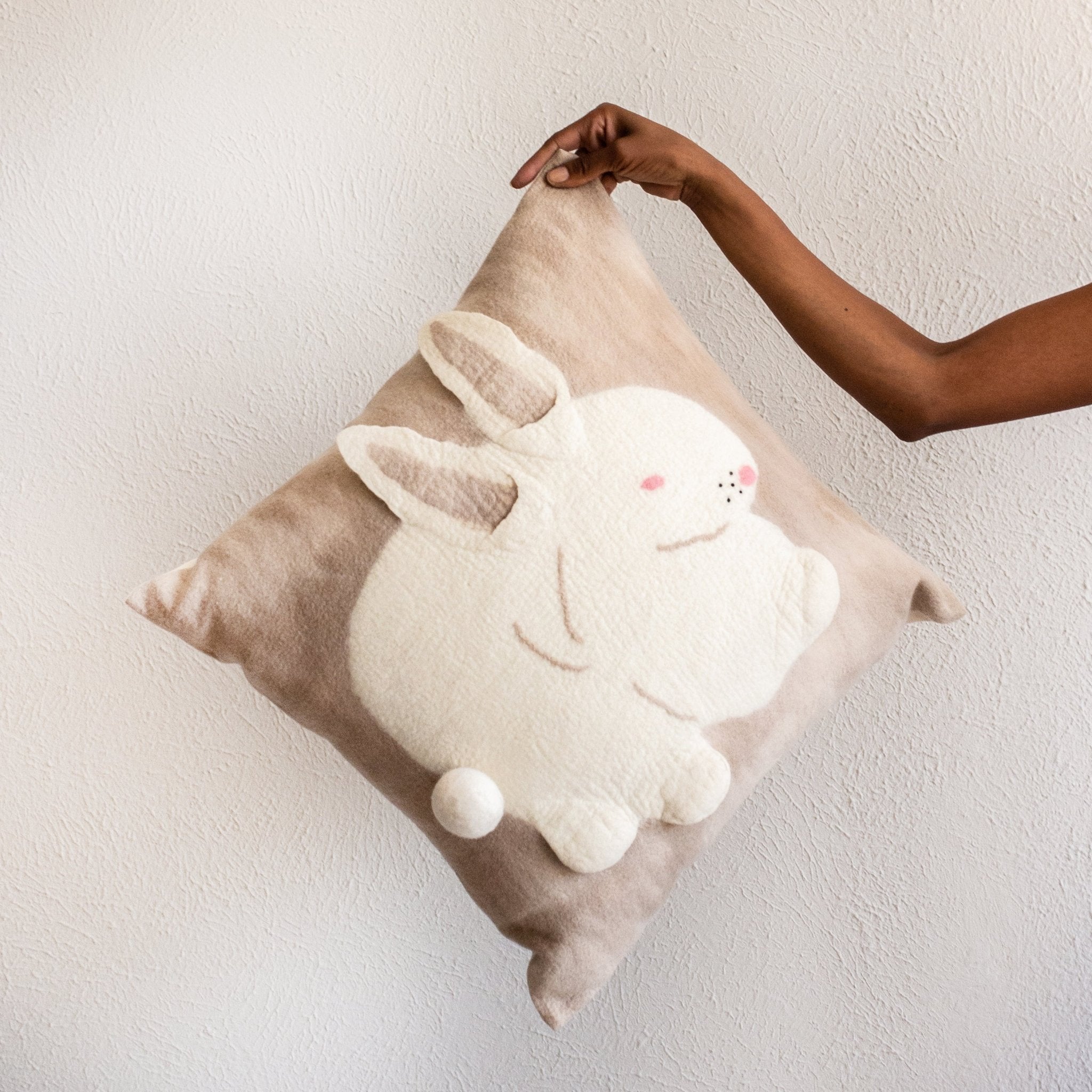 Bunny Rabbit Blush Wool Throw Pillow - Che Cose Belle