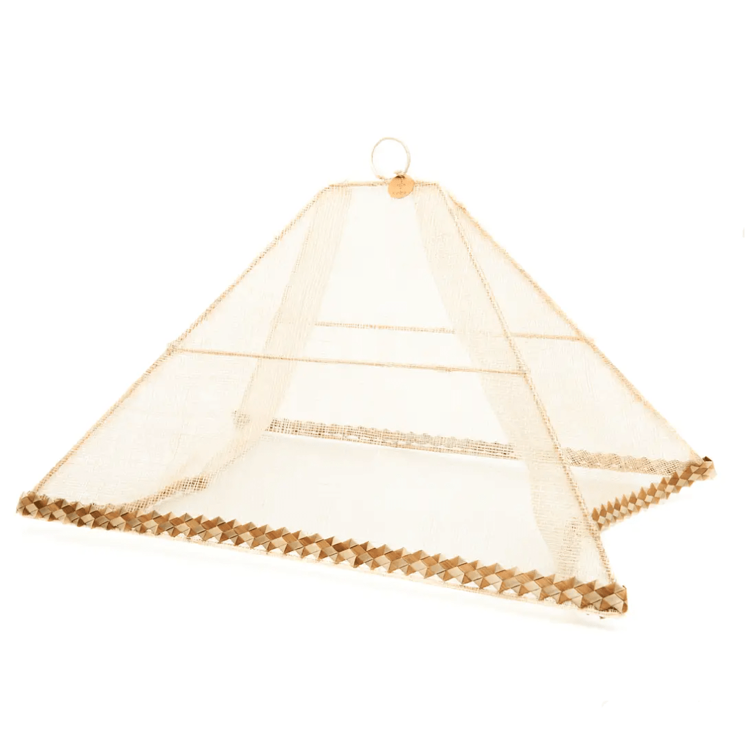 Buri Abaca Foldable Food Cover with Palm Leaf Trim - Che Cose Belle