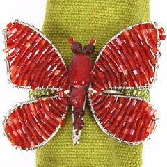 Butterfly Hand Beaded Napkin Ring Red and Orange Arcadia Home - Che Cose Belle