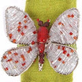 Butterfly Hand Beaded Napkin Ring Silver and Red Arcadia Home - Che Cose Belle