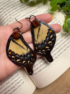 Butterfly Wing and Orange Garnet Earrings - Che Cose Belle