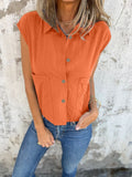 Button - Down Cap Sleeve Shirt - Che Cose Belle