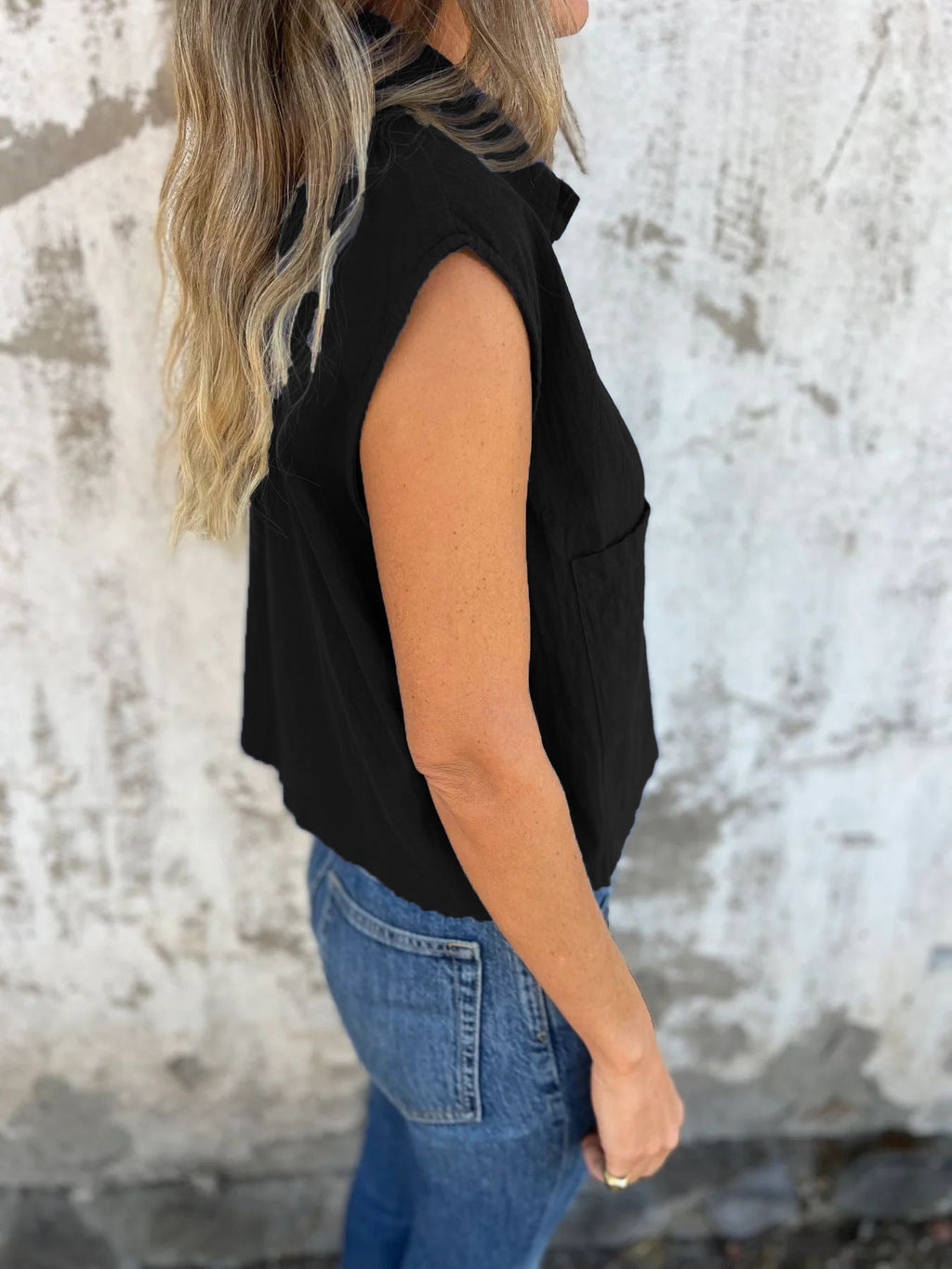 Button - Down Cap Sleeve Shirt - Che Cose Belle