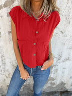 Button - Down Cap Sleeve Shirt - Che Cose Belle