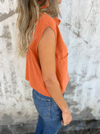 Button - Down Cap Sleeve Shirt - Che Cose Belle