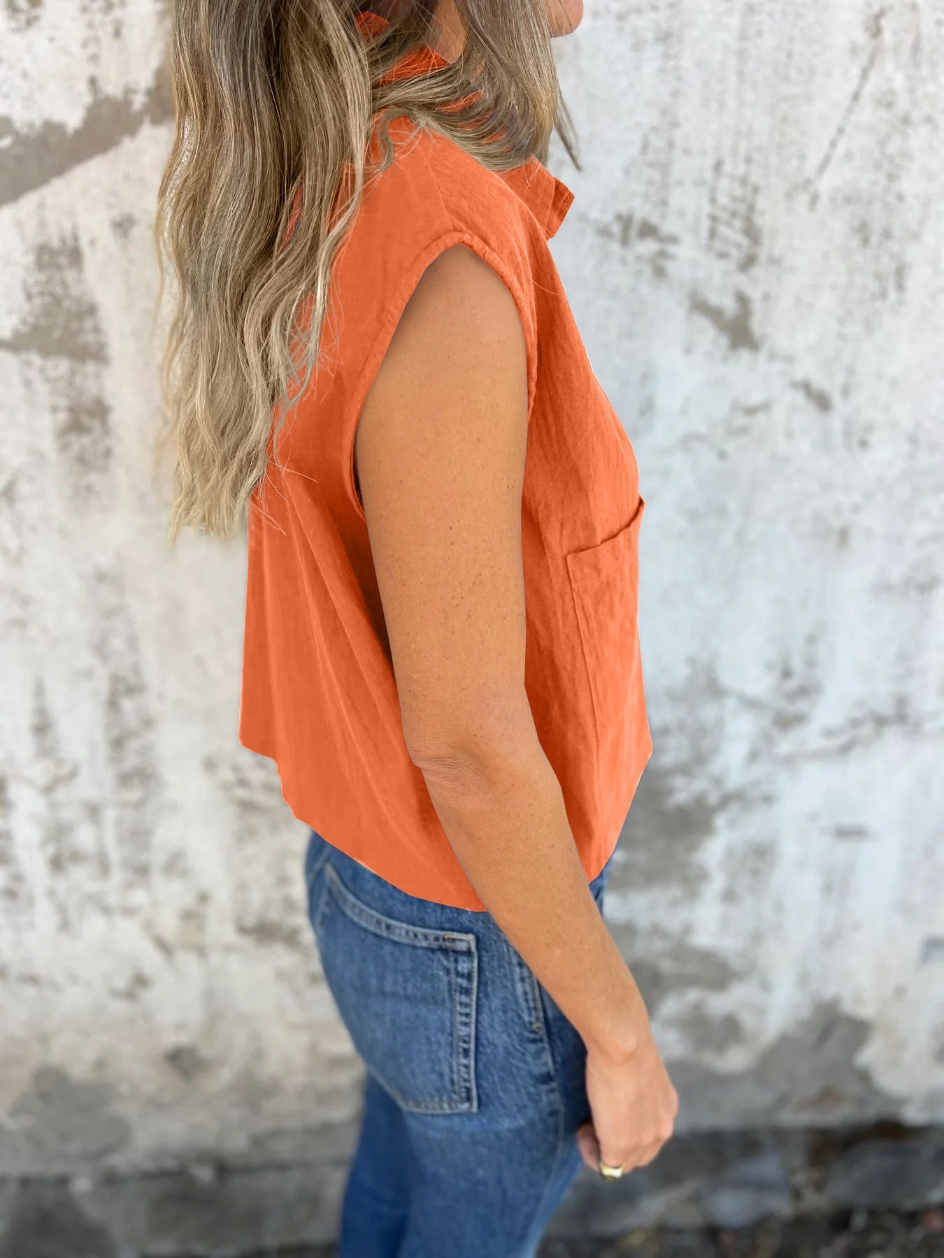 Button - Down Cap Sleeve Shirt - Che Cose Belle