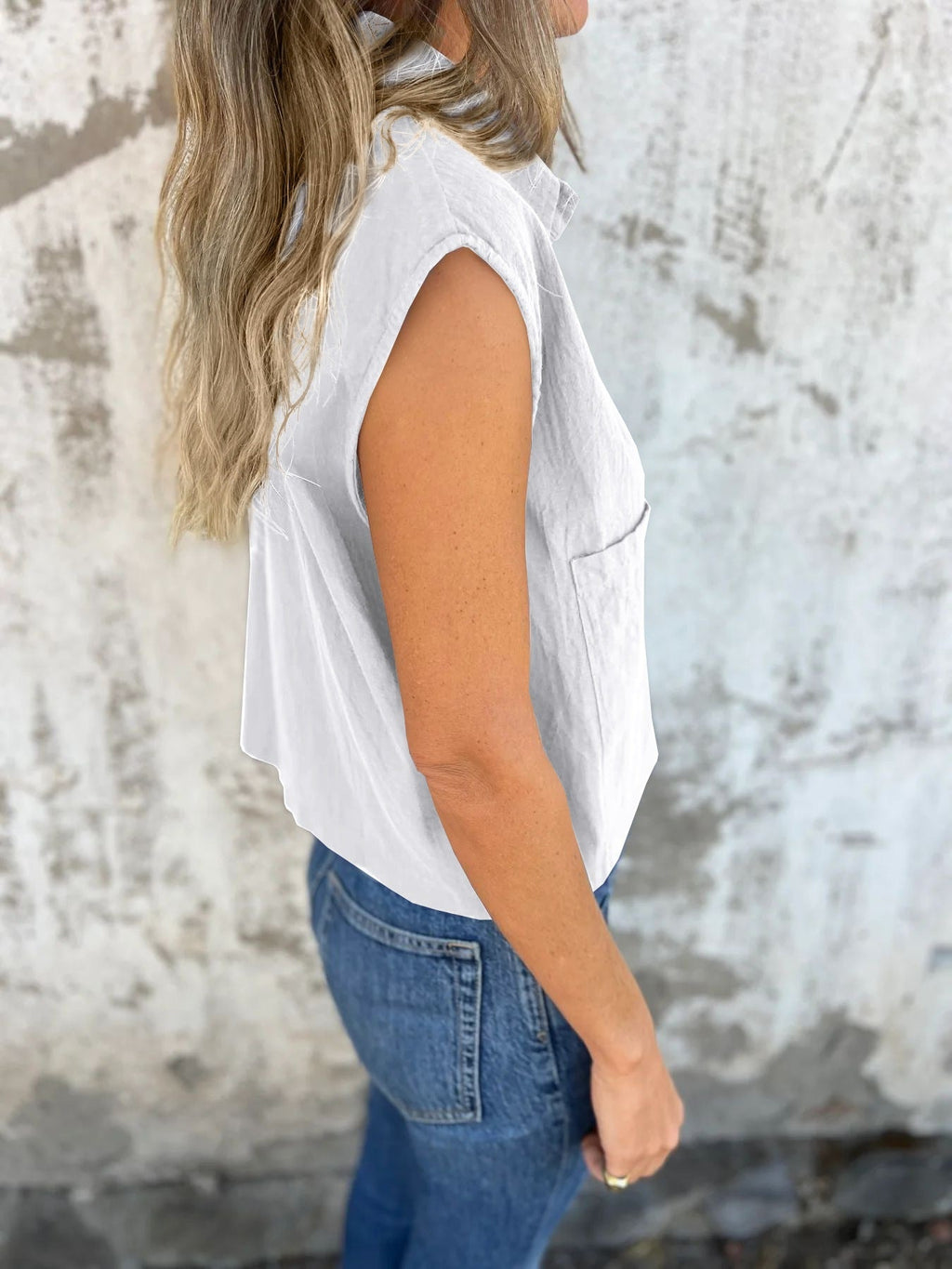 Button - Down Cap Sleeve Shirt - Che Cose Belle