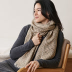 Forest Night Handwoven Neutral Cashmere Merino Scarf