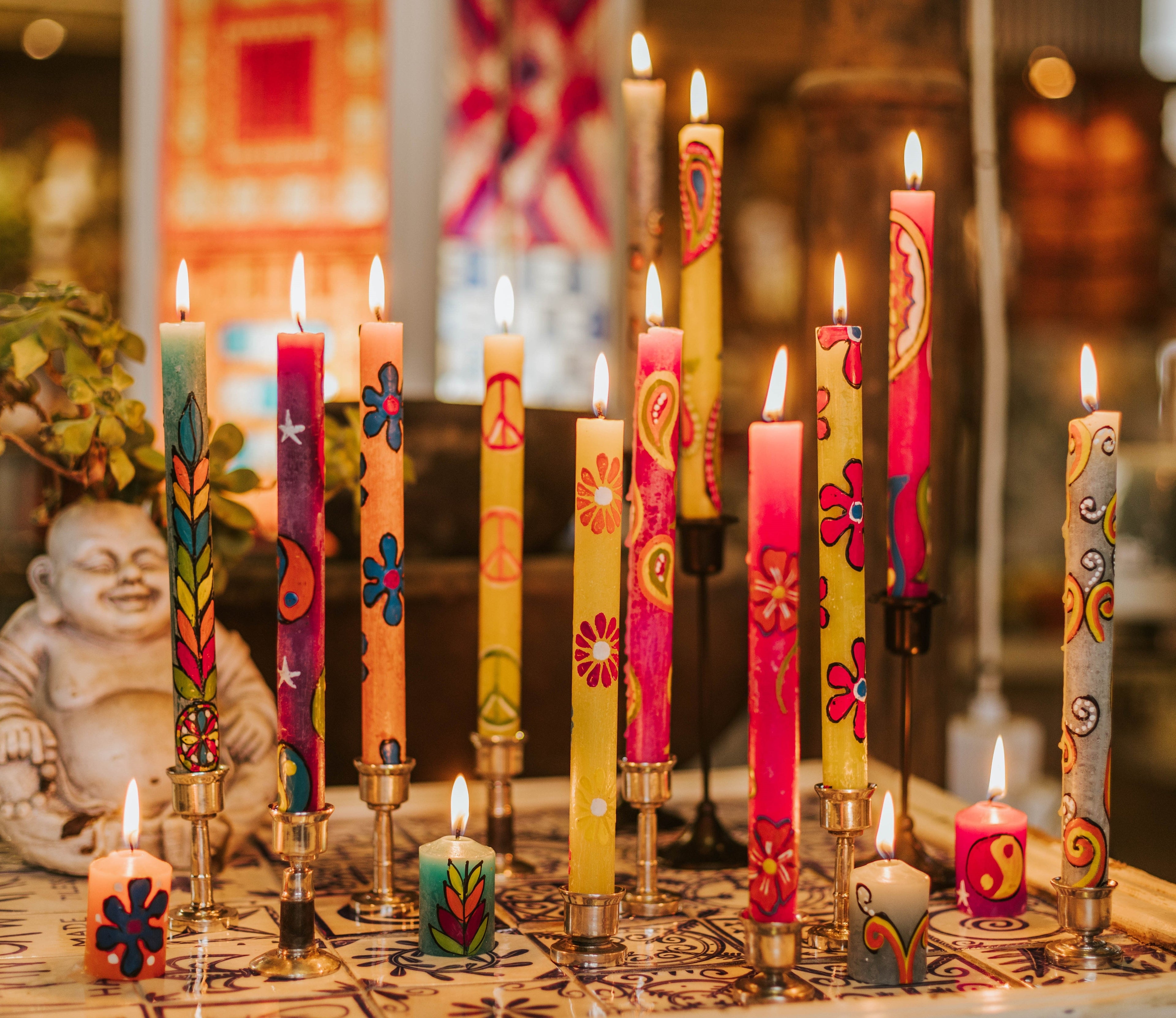 Hippie Painted Candles