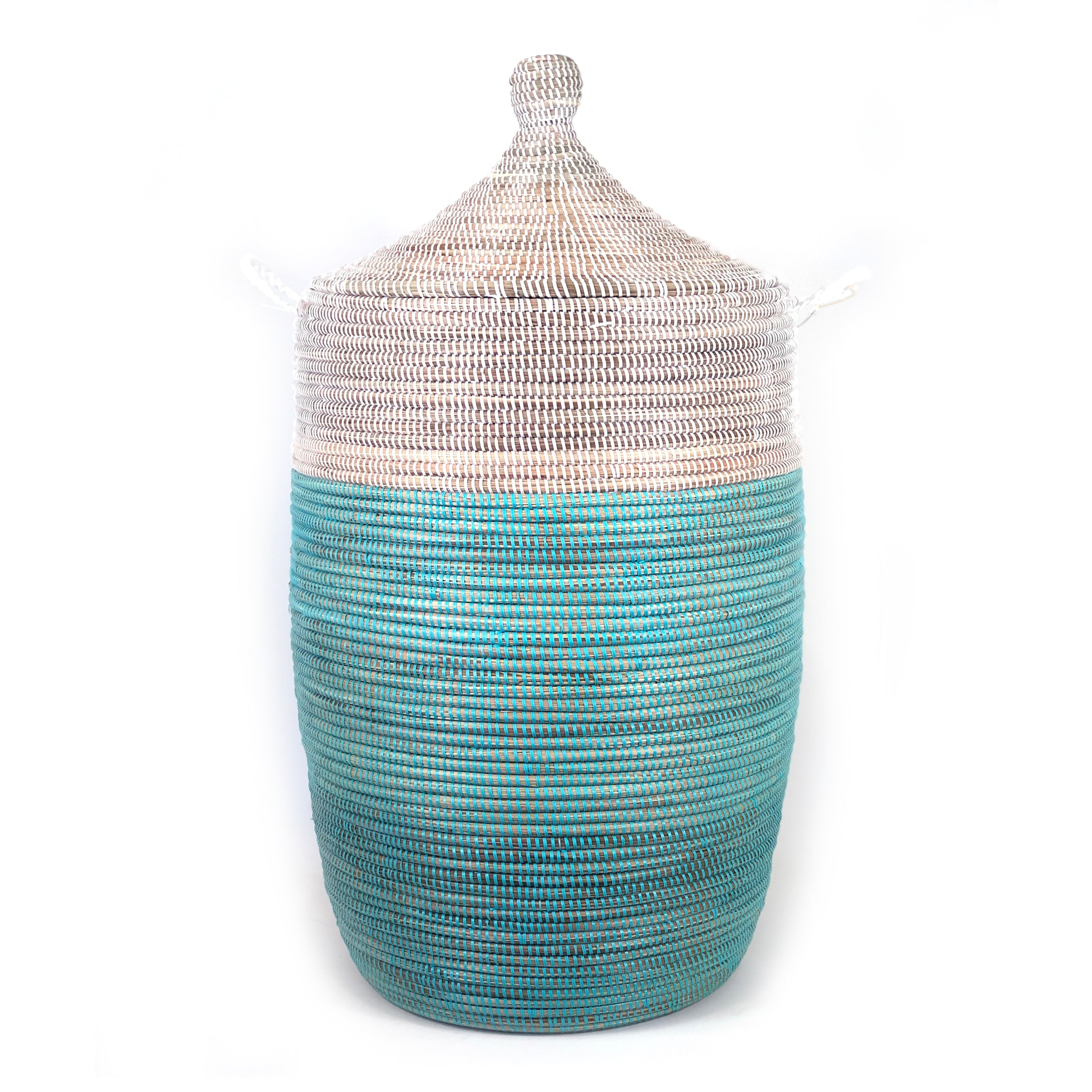 Large Two-Tone Basket - Turquoise + White