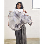 Samu Hand Crafted  Shibori Print Silk Chiffon Sqaure Scarf