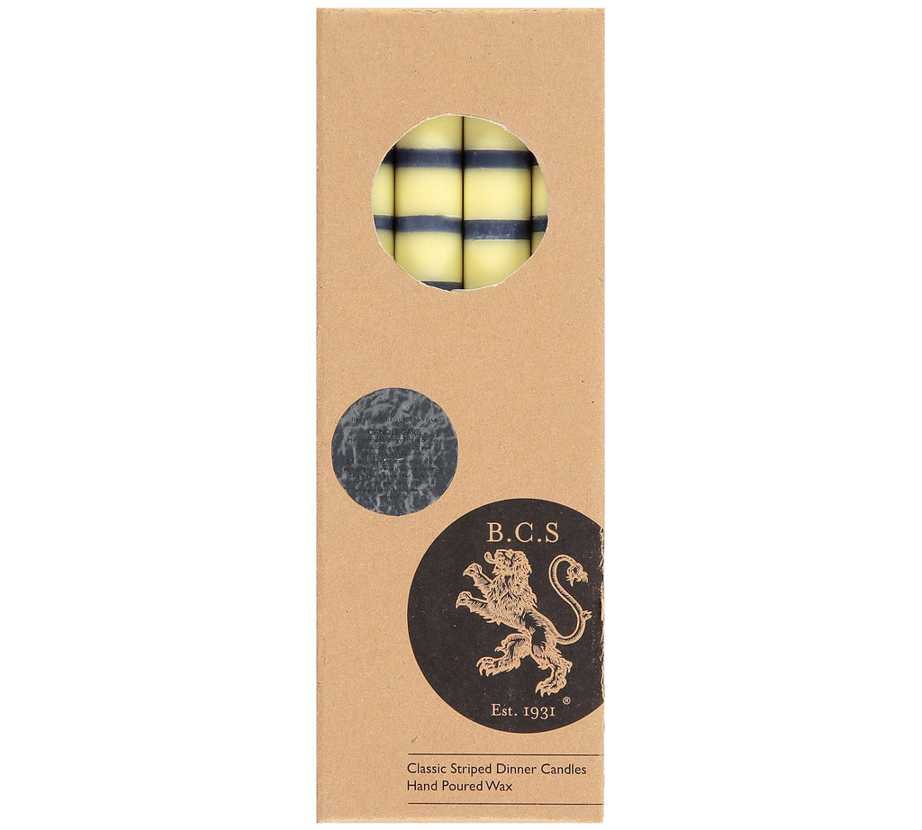 S/4 Striped Indigo, Jasmine & Olive Dinner Candles
