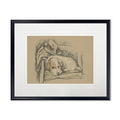 Dog with Hat Sketch Print in Black Frame