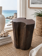 Solid Teak Wood Stump Side Table | Organic Accent Stool | Made in Indonesia