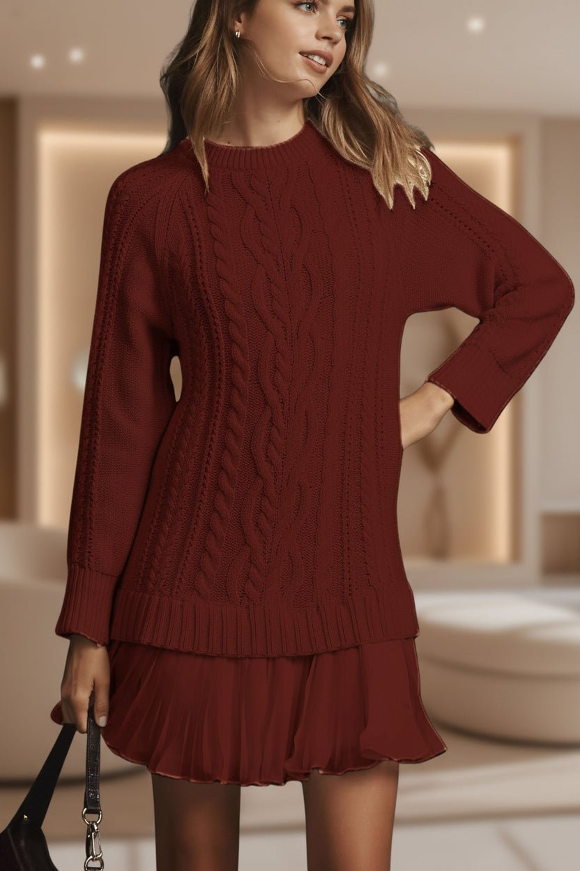 Cable Knit Sweater | Oversized Round Neck Pullover - Che Cose Belle