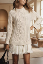 Cable Knit Sweater | Oversized Round Neck Pullover - Che Cose Belle