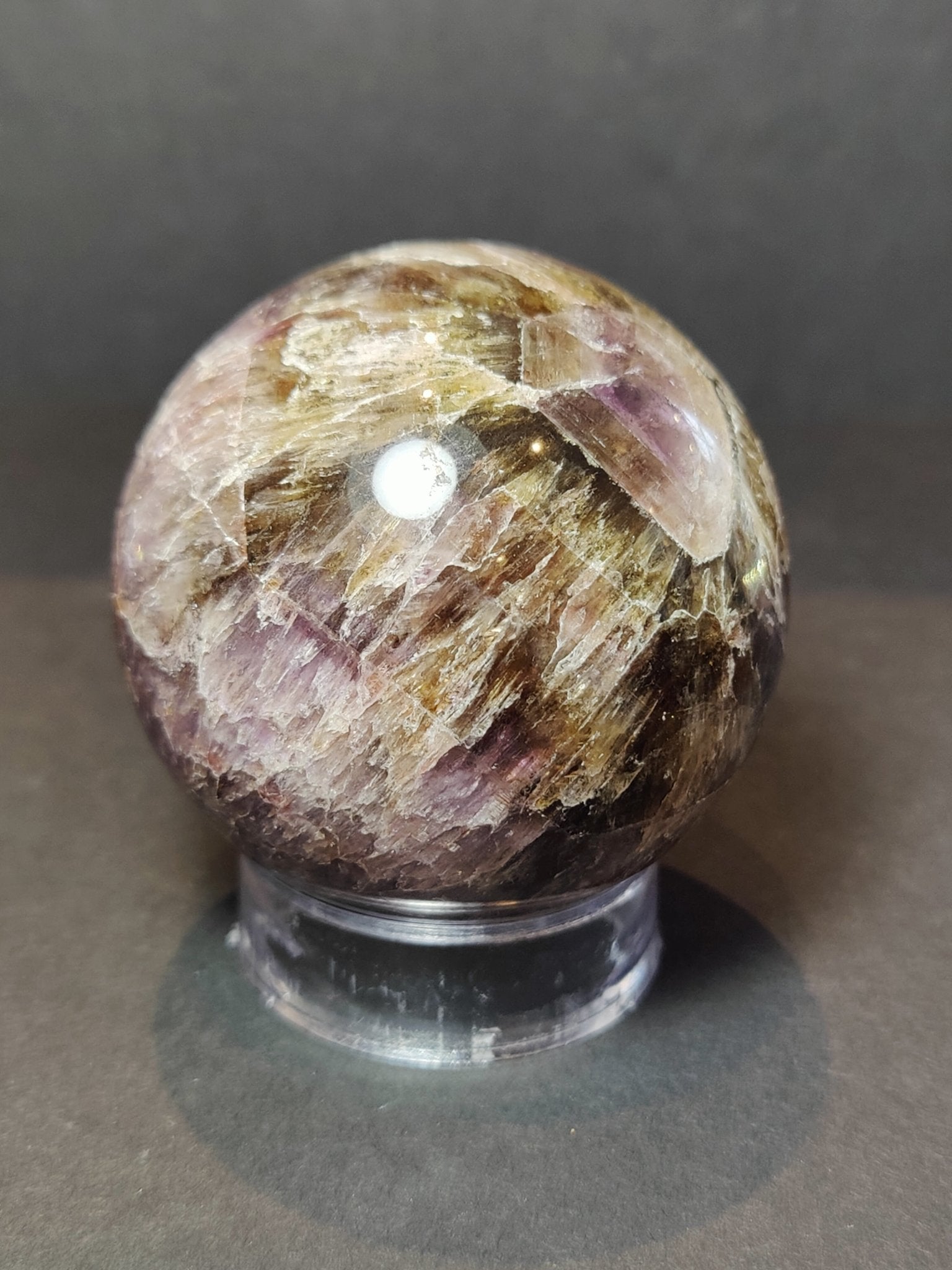 Cacoxenite Amethyst Polished Sphere Sculpture - Che Cose Belle