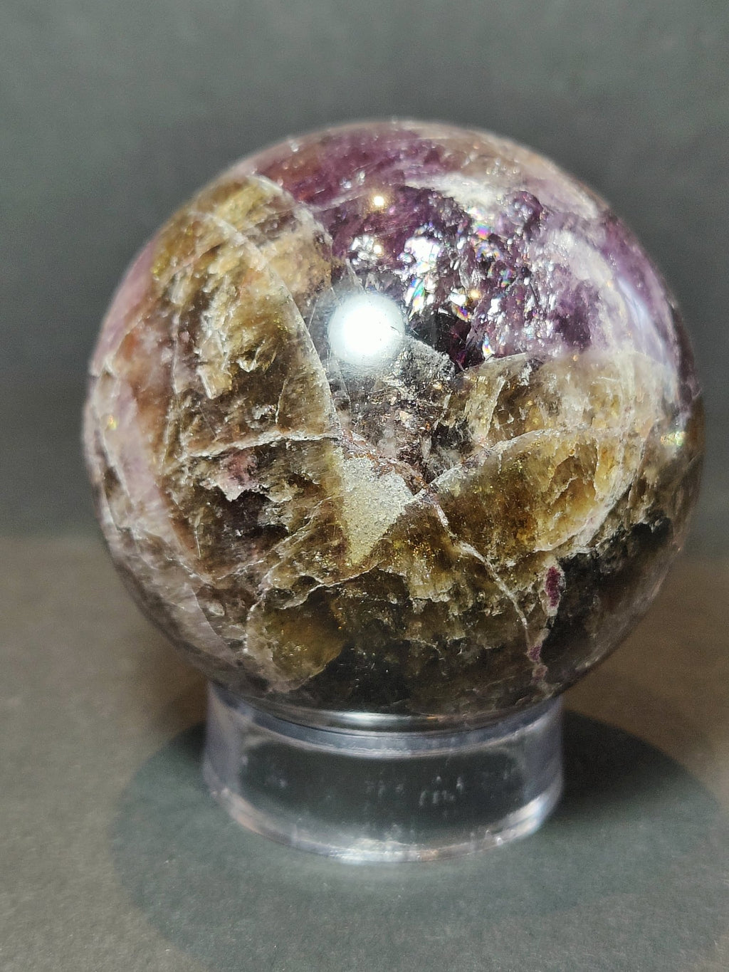 Cacoxenite Amethyst Polished Sphere Sculpture - Che Cose Belle