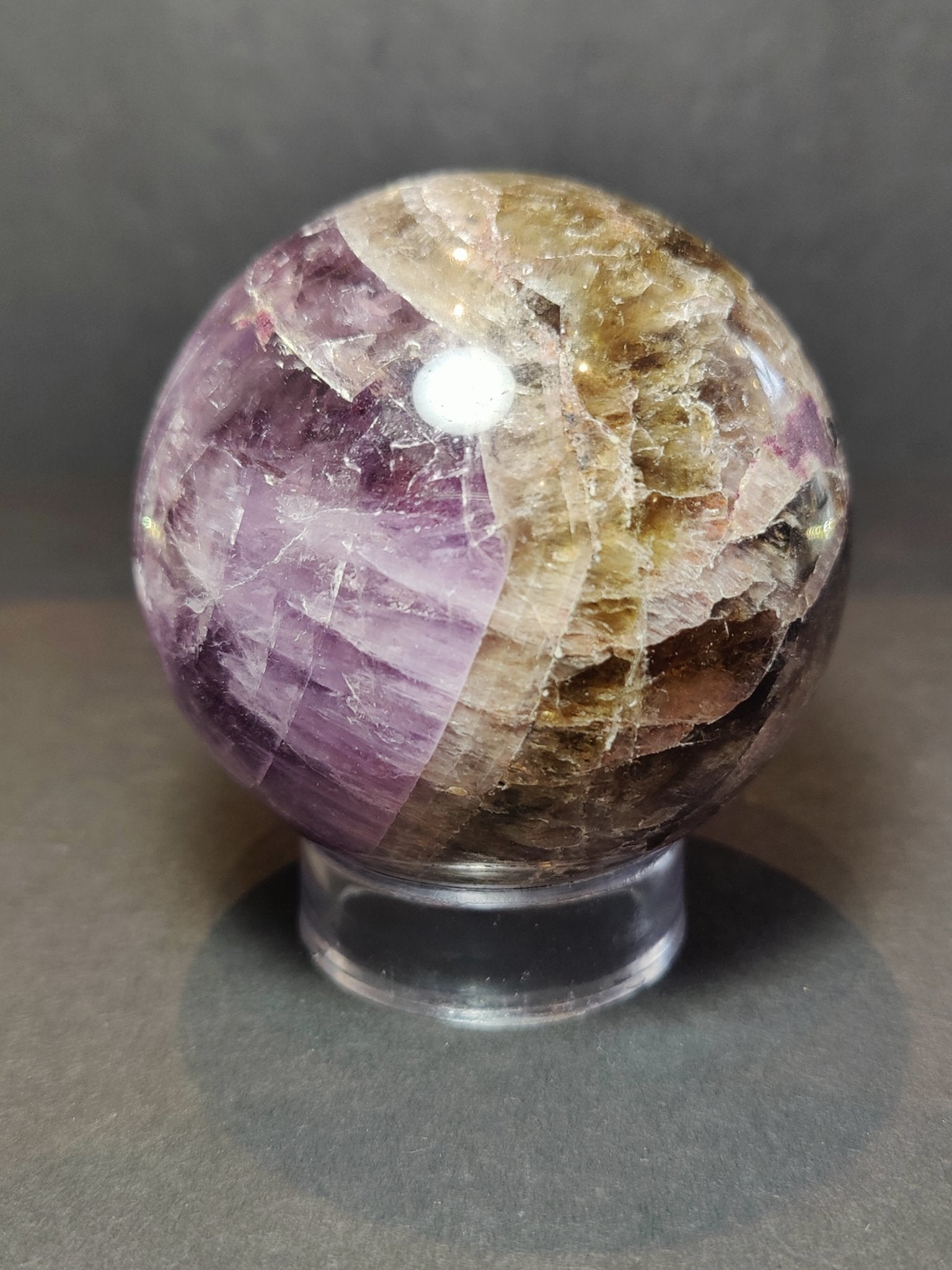 Cacoxenite Amethyst Polished Sphere Sculpture - Che Cose Belle