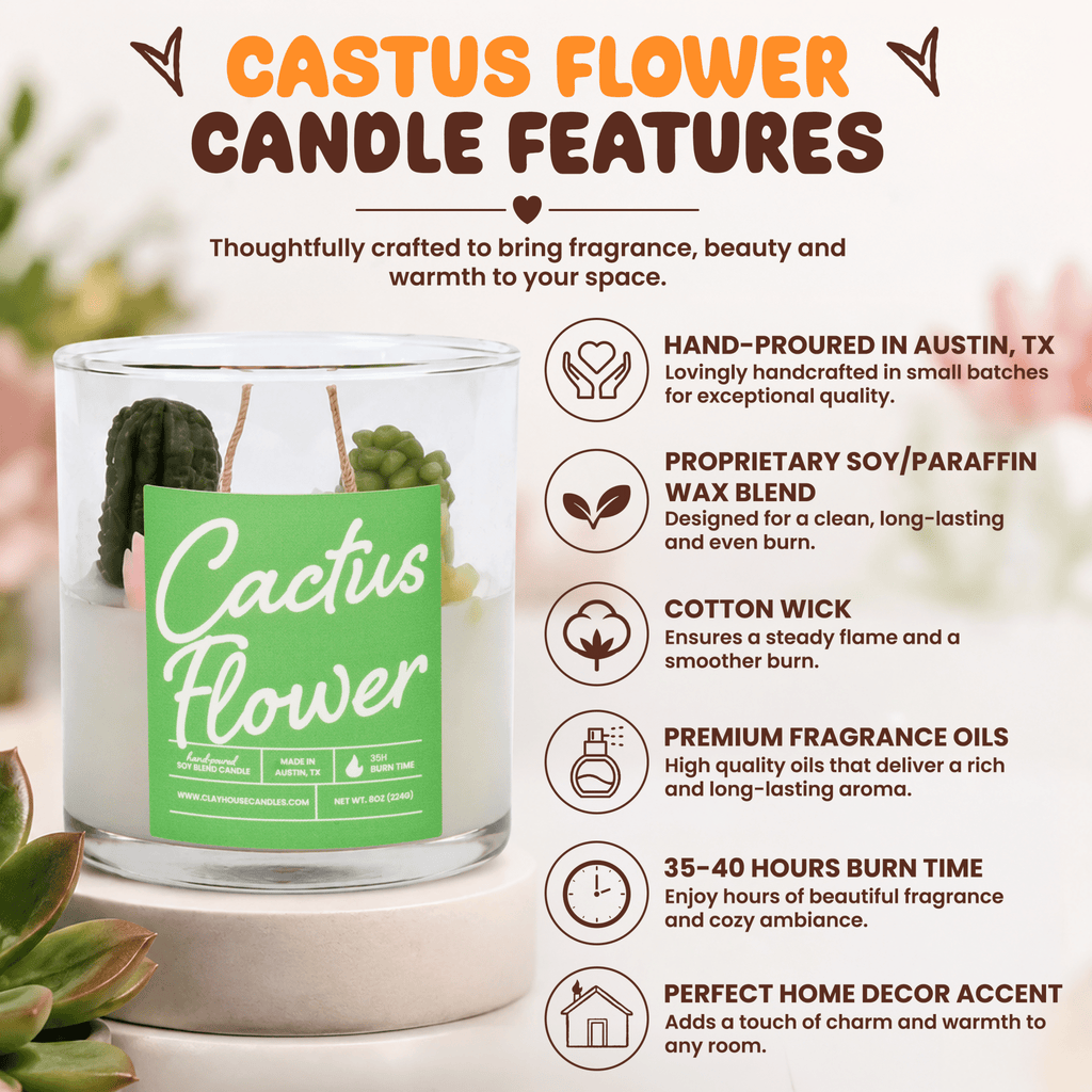 Cactus Flower Container Candle - Che Cose Belle