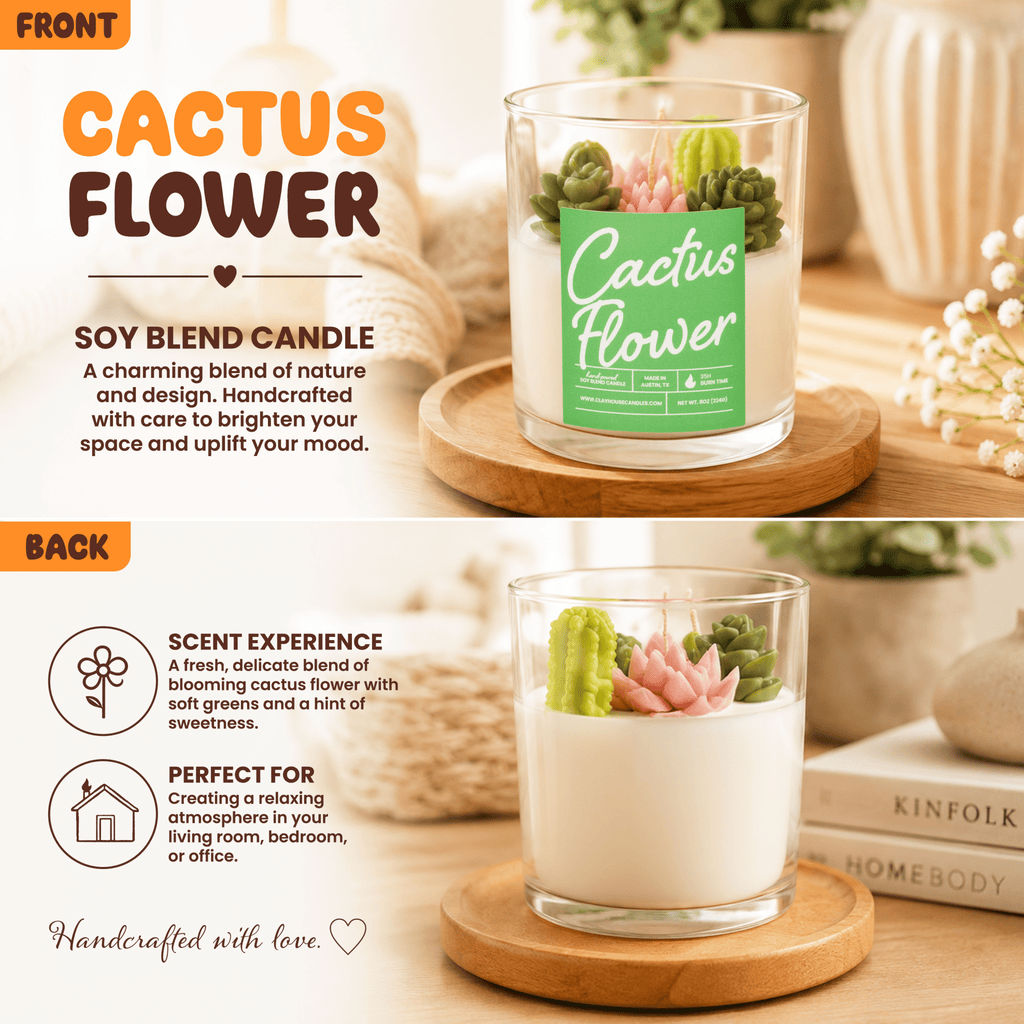 Cactus Flower Container Candle - Che Cose Belle