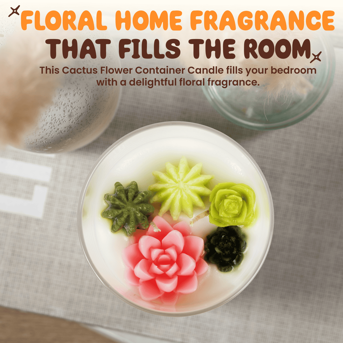 Cactus Flower Container Candle - Che Cose Belle
