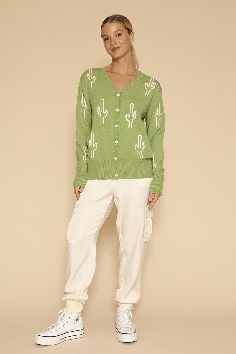Cactus knit button front cardigan - Che Cose Belle