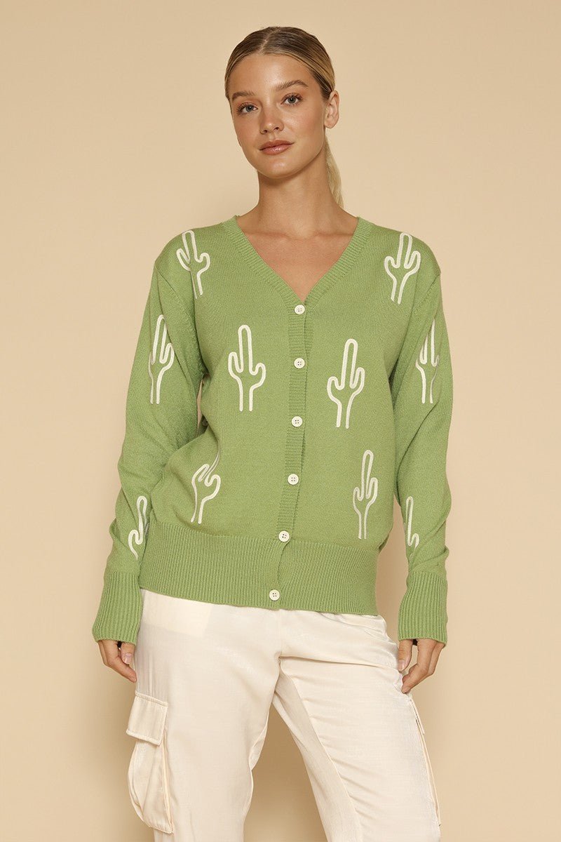 Cactus knit button front cardigan - Che Cose Belle