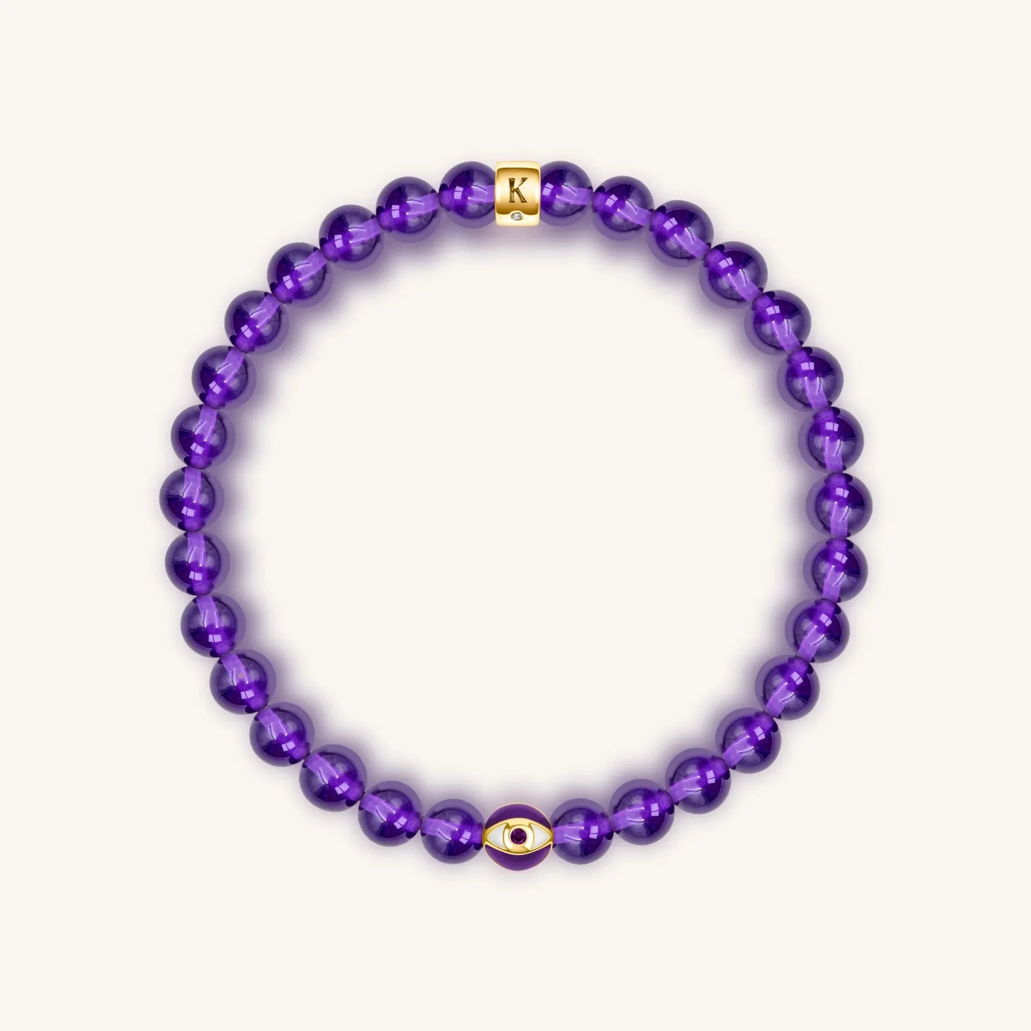 Calming Reflection - Amethyst February Birthstone Evil Eye Bracelet - Che Cose Belle