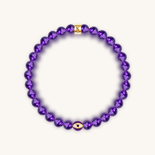 Calming Reflection - Amethyst February Birthstone Evil Eye Bracelet - Che Cose Belle
