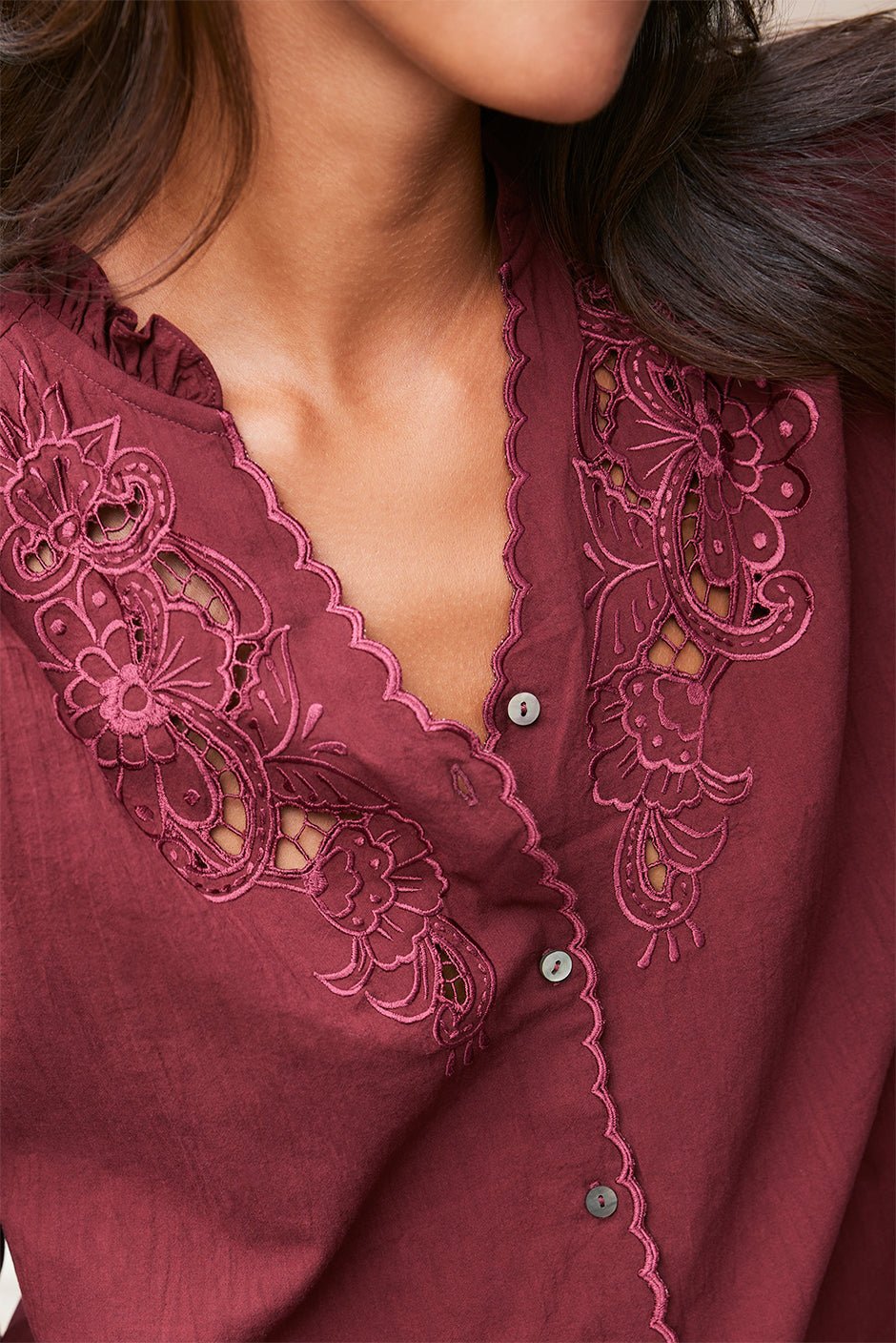 Camilla Blouse in Cranberry - Che Cose Belle