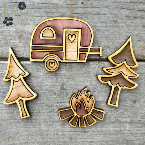 Camping Wood Magnet Set - Che Cose Belle