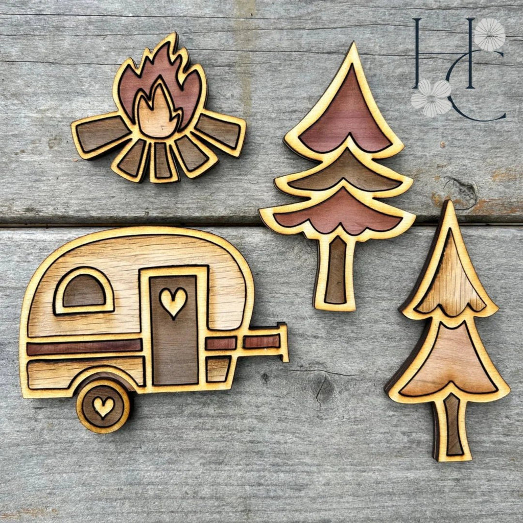 Camping Wood Magnet Set - Che Cose Belle