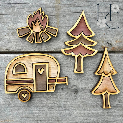 Camping Wood Magnet Set - Che Cose Belle