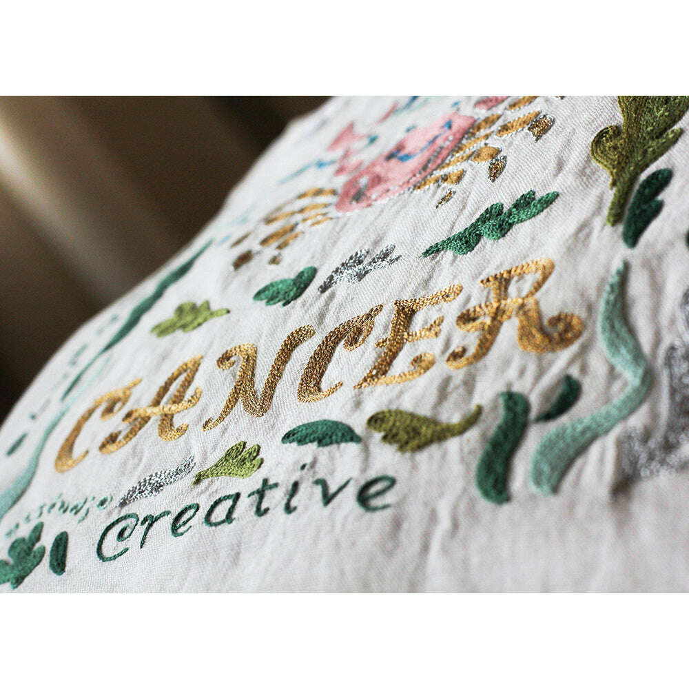 Cancer Astrology Hand-Embroidered Pillow by Cat Studio - Che Cose Belle