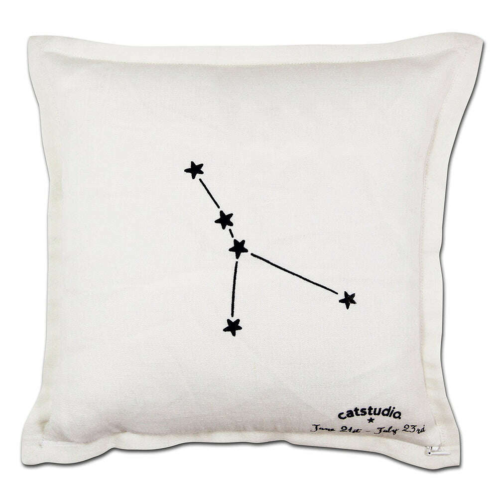 Cancer Astrology Hand-Embroidered Pillow by Cat Studio - Che Cose Belle