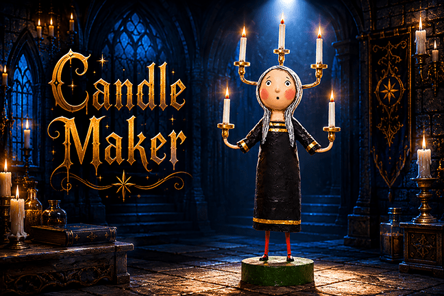 Candle Maker Halloween Figurine by Lori Mitchell *NEW FOR 2025* - Che Cose Belle