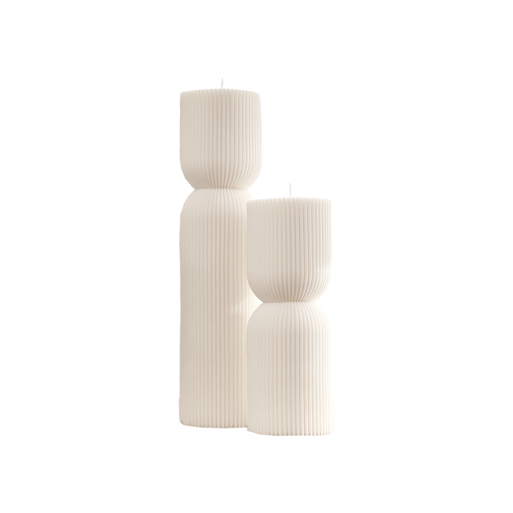 Ribbed Hourglass Pillar Candle