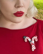 Candy Cane Couple Brooch by 50's Vintage Dame x Lipstick & Chrome - Che Cose Belle